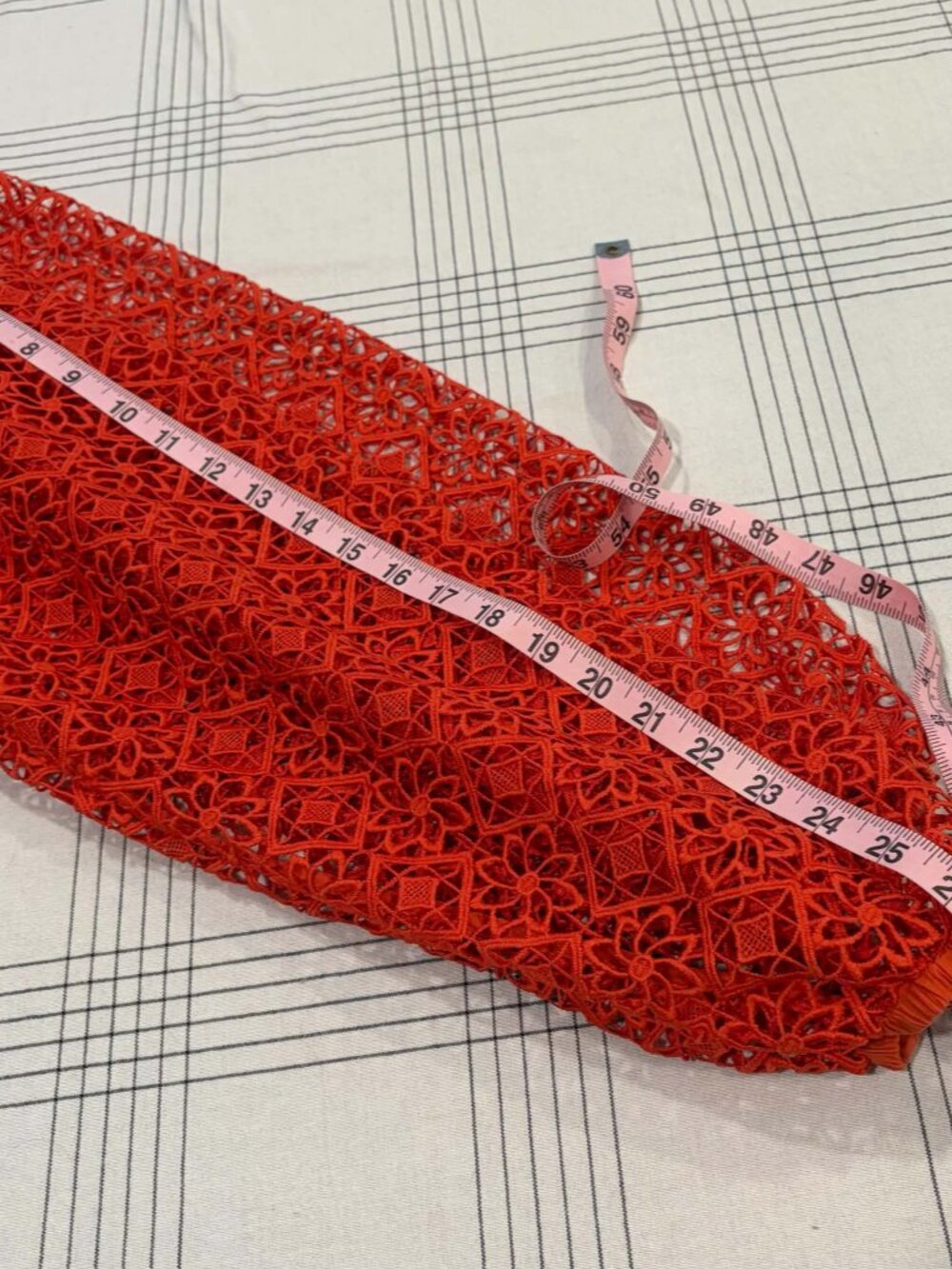 Maeve by Anthropologie Red Crochet Lace Balloon Sleeve Ribbed Top M - Picture 7 of 10